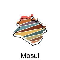 pleinement modifiable, détaillé vecteur carte de Mossoul, carte vecteur carte de Irak avec nommé la gouvernance et Voyage Icônes modèle