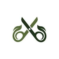 les ciseaux feuille la nature signe symbole icône logo, vecteur illustration logo conception modèle