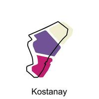 carte de kostanay stylisé vecteur kazakhstan carte, logo vecteur conception. abstrait, dessins concept, logo, logotype élément pour modèle.
