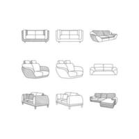 ensemble de canapé meubles icône collection, vecteur conception et illustration modèle, logo pour votre entreprise