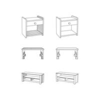 ensemble de table Facile icône ligne art conception modèle, vecteur symbole, signe, contour illustration.