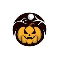 Halloween avec citrouille logo conception modèle, effrayant citrouille Halloween personnage logo vecteur
