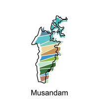 musandam carte illustration conception modèle, Oman politique carte avec voisins et capital, nationale les frontières vecteur