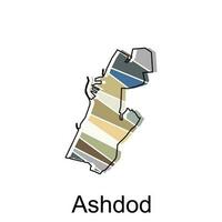 ashdod carte icône vecteur illustration conception modèle, stylisé vecteur Israël carte montrant gros villes