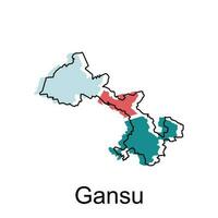 carte de gansu haute qualité est une Province de Chine carte, noir et blanc détaillé contour Régions de le pays. vecteur illustration modèle