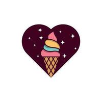 la glace crème l'amour cœur illustration vecteur des illustrations pour votre travail logo, la glace crème avec cœur décoration conception modèle