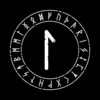 fond carré noir avec la rune laguz dans un cercle magique vecteur