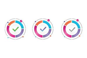 icône de coche dans le diagramme circulaire vecteur
