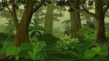 paysage de jungle de dessin animé de vecteur