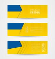 ensemble de Trois horizontal bannières avec drapeau de Ukraine. la toile bannière conception modèle dans Couleur de Ukraine drapeau. vecteur