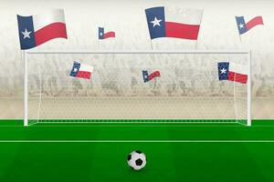 Texas Football équipe Ventilateurs avec drapeaux de Texas applaudissement sur stade, peine donner un coup concept dans une football correspondre. vecteur