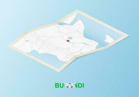 plié papier carte de burundi avec voisin des pays dans isométrique style. vecteur