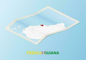 plié papier carte de français Guyane avec voisin des pays dans isométrique style. vecteur