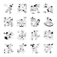 pack de en ligne ouvriers dessin des illustrations vecteur