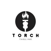 logo de la torche, conception du feu, logo de la lettre, icône de la marque du produit vecteur