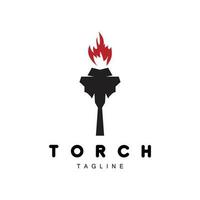 logo de la torche, conception du feu, logo de la lettre, icône de la marque du produit vecteur