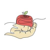 Pomme logo. vecteur ferme Frais sucré rouge fruit, conception avec Facile lignes, illustration symbole