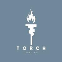 logo de la torche, conception du feu, logo de la lettre, icône de la marque du produit vecteur