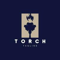 logo de la torche, conception du feu, logo de la lettre, icône de la marque du produit vecteur