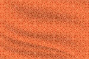 motif géométrique sans couture traditionnel avec un cercle de texture de tissu de soie chevauchant un fond orange vecteur