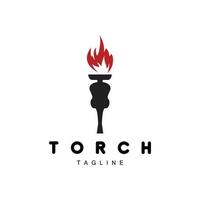 logo de la torche, conception du feu, logo de la lettre, icône de la marque du produit vecteur