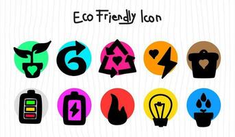 éco amical Icônes. écologie Icônes. la nature et renouvelable énergie coloré linéaire Icônes. vecteur ensemble de environnement Icônes.