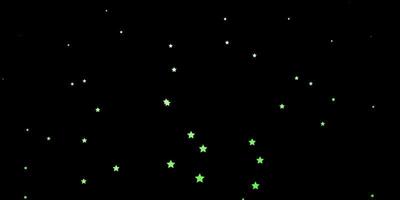 fond de vecteur vert foncé avec petites et grandes étoiles brillantes illustration colorée avec motif petites et grandes étoiles pour les livrets publicitaires du nouvel an