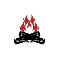 feu logo, bois brûlant et Feu conception, camping aventure ancien vecteur