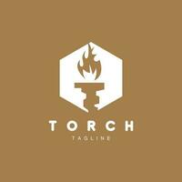 logo de la torche, conception du feu, logo de la lettre, icône de la marque du produit vecteur