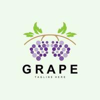 grain de raisin logo, jardin vecteur, Frais violet fruit, du vin marque conception, Facile illustration modèle vecteur