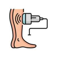 ultrason de veines dans jambes isolé contour icône vecteur
