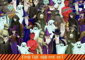 trouver le impair un en dehors Jeu avec Halloween personnage vecteur