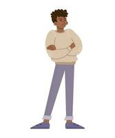 triste en colère gars avec problèmes. adolescents psychologique problèmes. Jeune Masculin personnage dans dessin animé style. plat vecteur illustration isolé sur blanc Contexte.