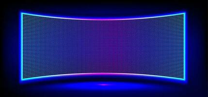 réaliste concave LED écran sur mur ou étape vecteur
