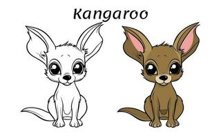 mignonne kangourou animal coloration livre illustration vecteur
