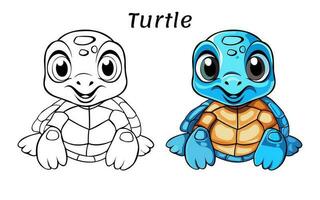 mignonne tortue animal coloration livre illustration vecteur