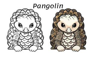 mignonne pangolin animal coloration livre illustration vecteur