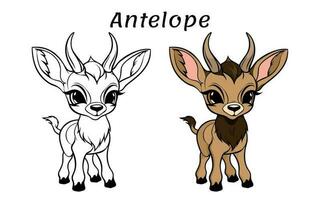 mignonne antilope animal coloration livre illustration vecteur