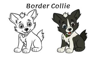 mignonne frontière colley chien animal coloration livre illustration vecteur