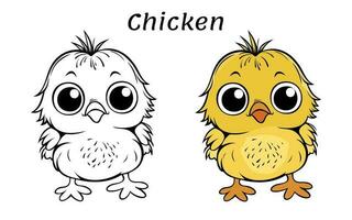 mignonne poulet animal coloration livre illustration vecteur