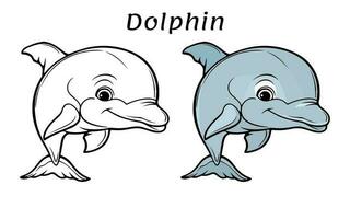 mignonne dauphin animal coloration livre illustration vecteur
