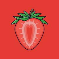 fraise fruit dessin animé vecteur icône illustration. nourriture fruit icône concept isolé prime vecteur. plat dessin animé style adapté pour la toile atterrissage page, bannière, autocollant, Contexte