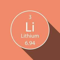 lithium symbole avec longue ombre conception. chimique élément de le périodique tableau. vecteur illustration.