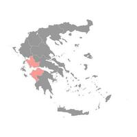 occidental Grèce Région carte, administratif Région de Grèce. vecteur illustration.