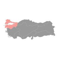 marmara Région carte, administratif divisions de Turquie. vecteur illustration.
