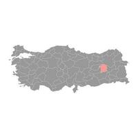 bingol Province carte, administratif divisions de Turquie. vecteur illustration.