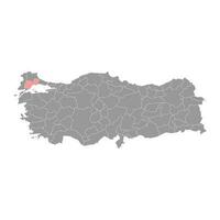 tekirdag Province carte, administratif divisions de Turquie. vecteur illustration.