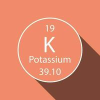 potassium symbole avec longue ombre conception. chimique élément de le périodique tableau. vecteur illustration.