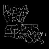 Louisiane Etat carte avec comtés. vecteur illustration.