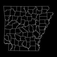 Arkansas Etat carte avec comtés. vecteur illustration.